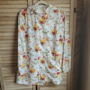 Linda Anderson Floral Hooded lightweight Raincoat SZ XL